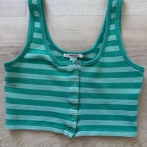 Forever 21 Green Striped Women's Cropped Tank Top